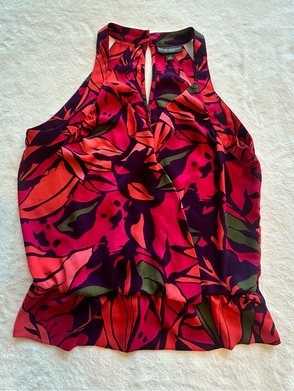 Vacation Cruise Tropical Floral Peplum Sleeveless Top
